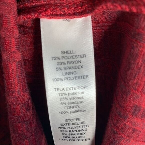 Chicos Red Ribbed Stretch Dress Medium 3/4 Sleeve Work Casual - Picture 9 of 9